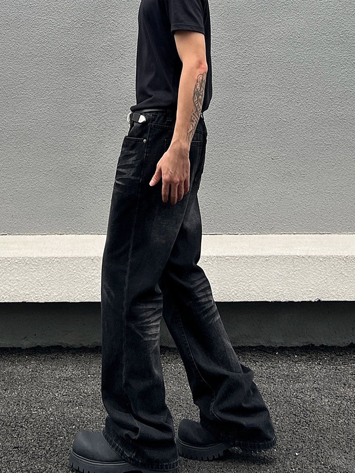 Slim Straight Flared Vaskede Jeans 