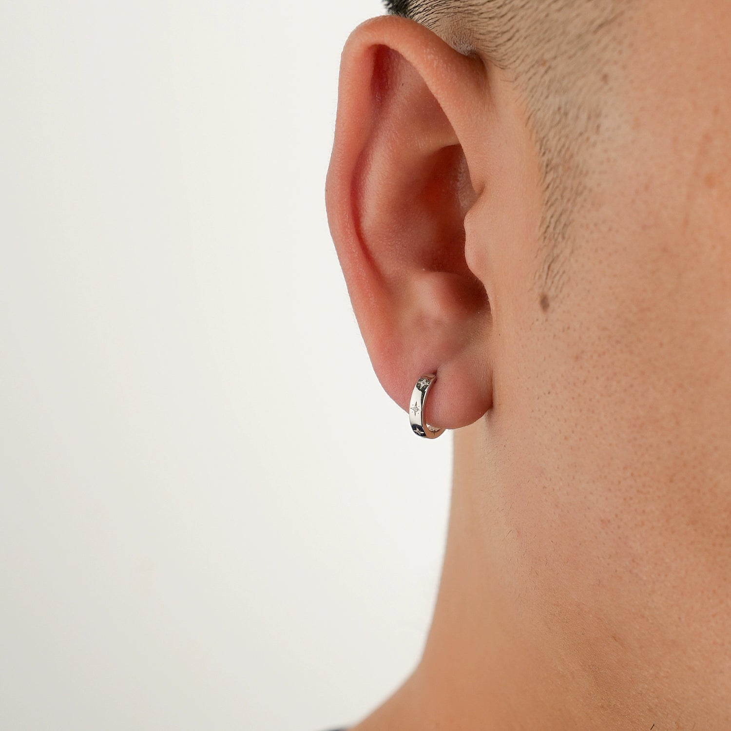 Sterling Gümüş Yıldız Halka Küpeler 