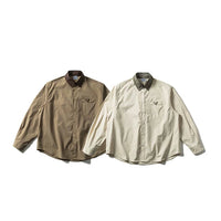 Camisa casual de manga larga con cuello en bloque de color 