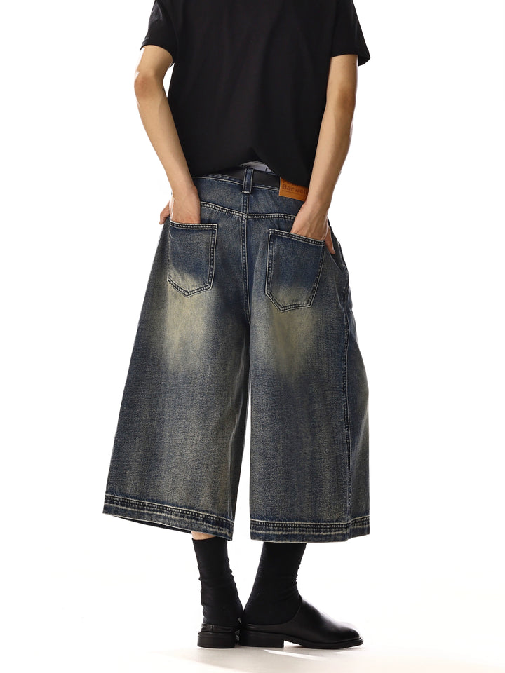 Breda ben korta denimbyxor 
