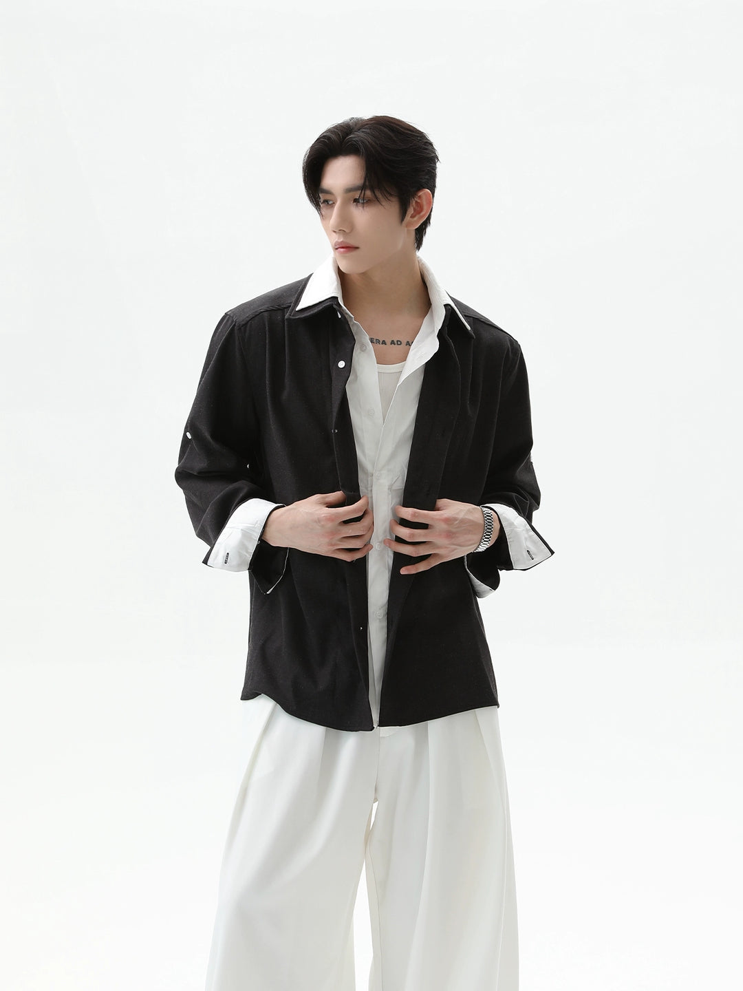 Camisa y pantalones de dos piezas de lino de algodón 