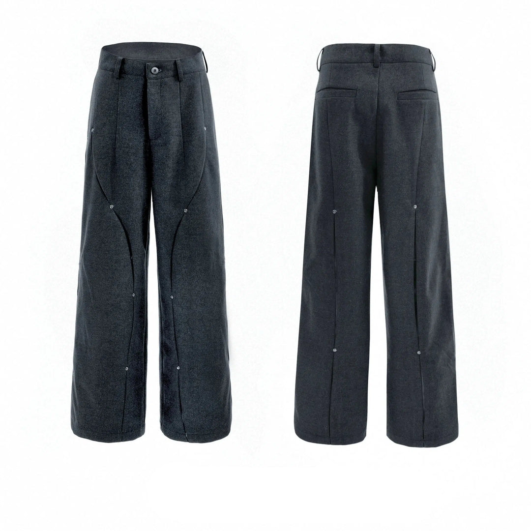 Metal Rivet Wide-leg Pants