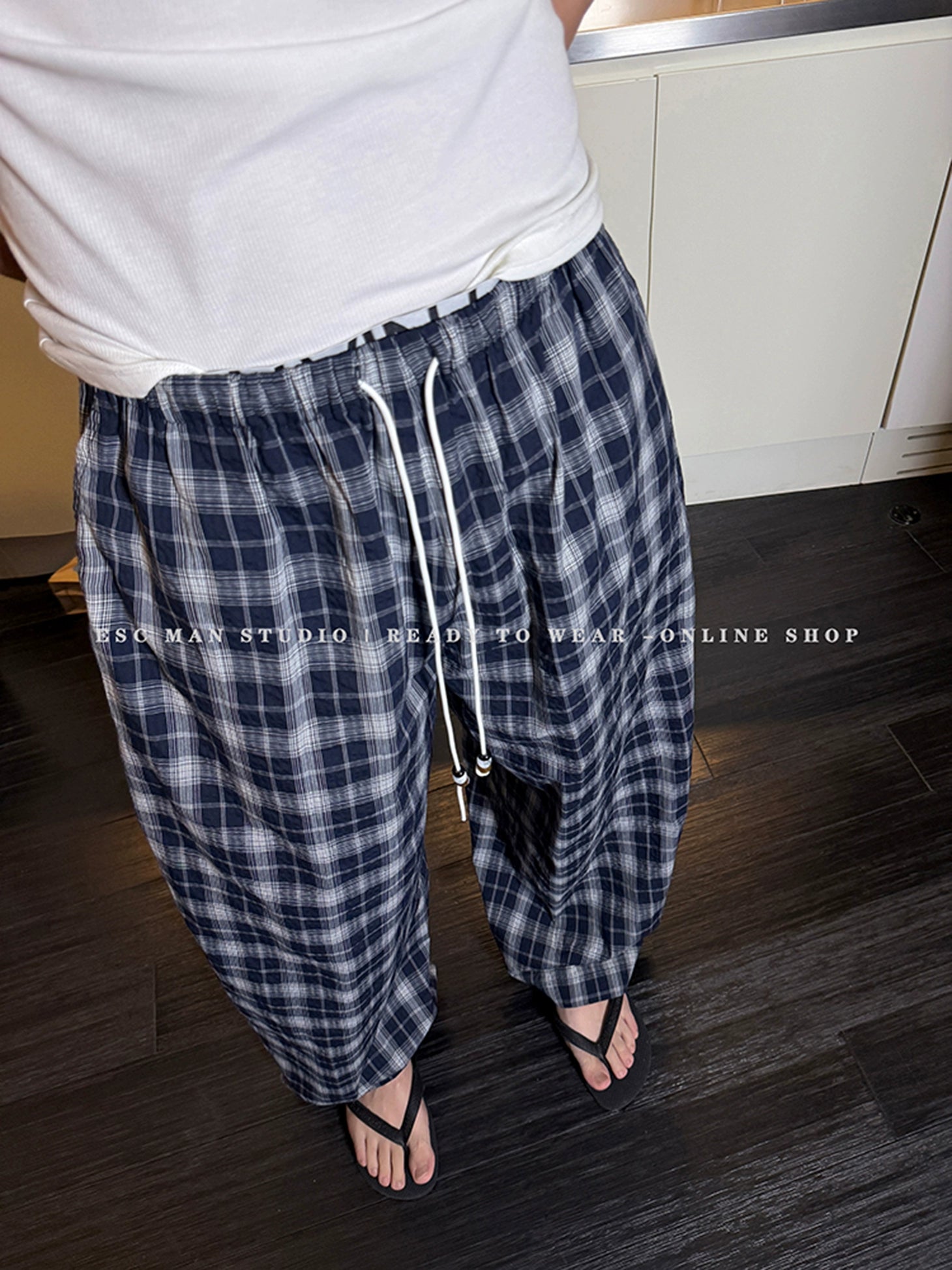 Plaid Stacked Casual Pants
