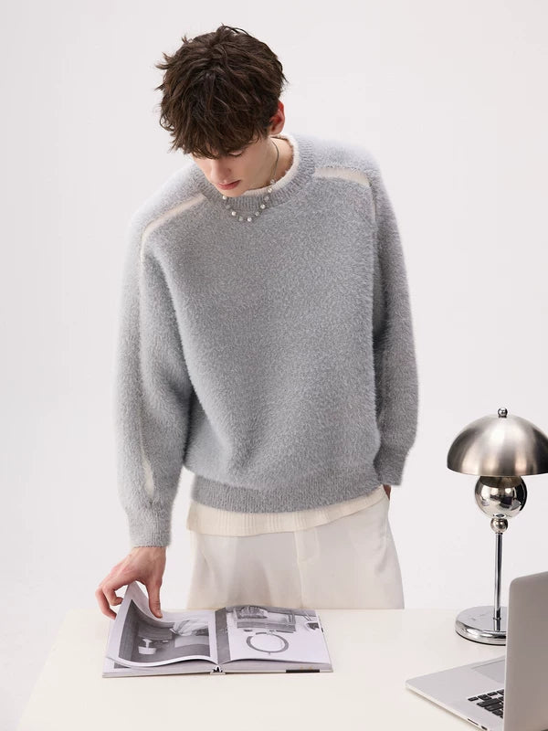 Faux Mink Fleece Knit Sweater