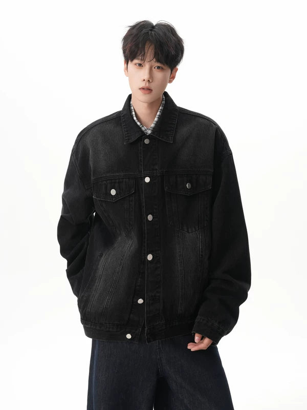 Washed Distressed Oversized Denim Jacket