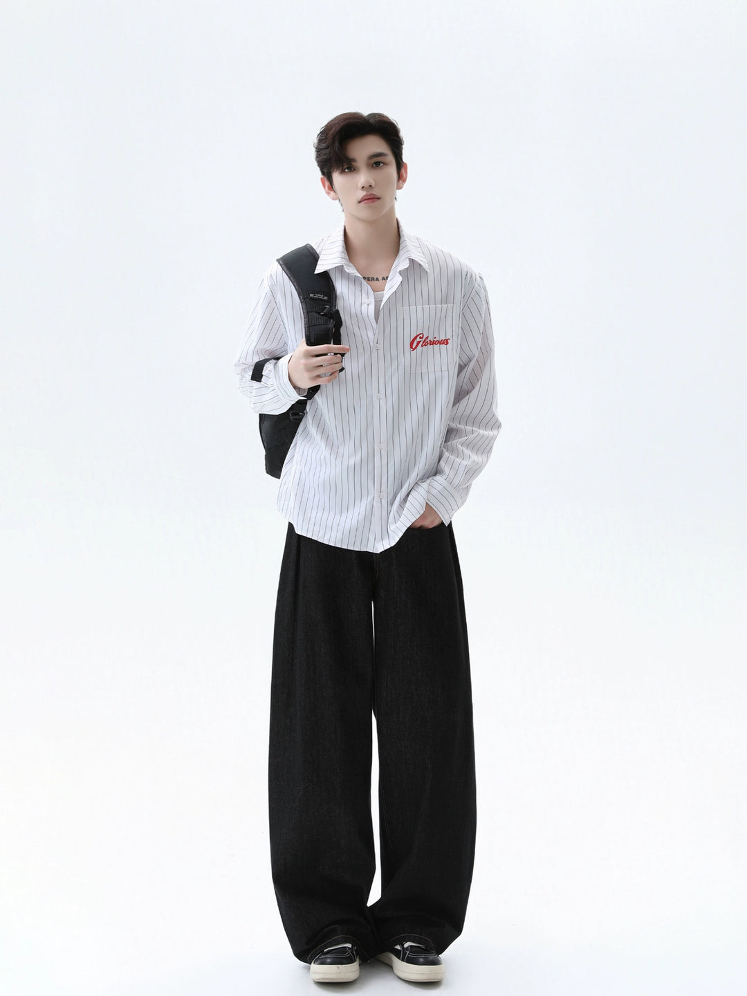 Lapel Striped Print Long Sleeve Shirt