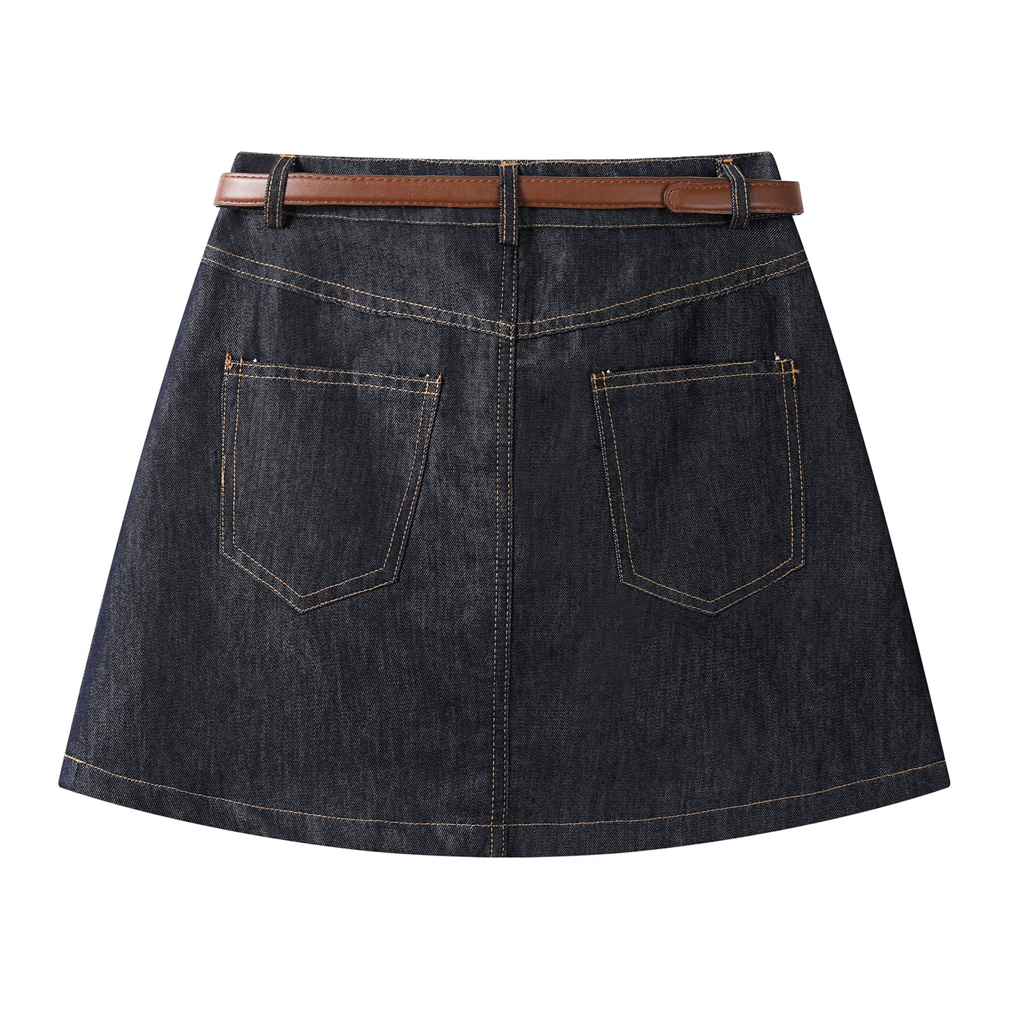 Saia Mini de Jeans Plissada de Cintura Alta com Cinto 