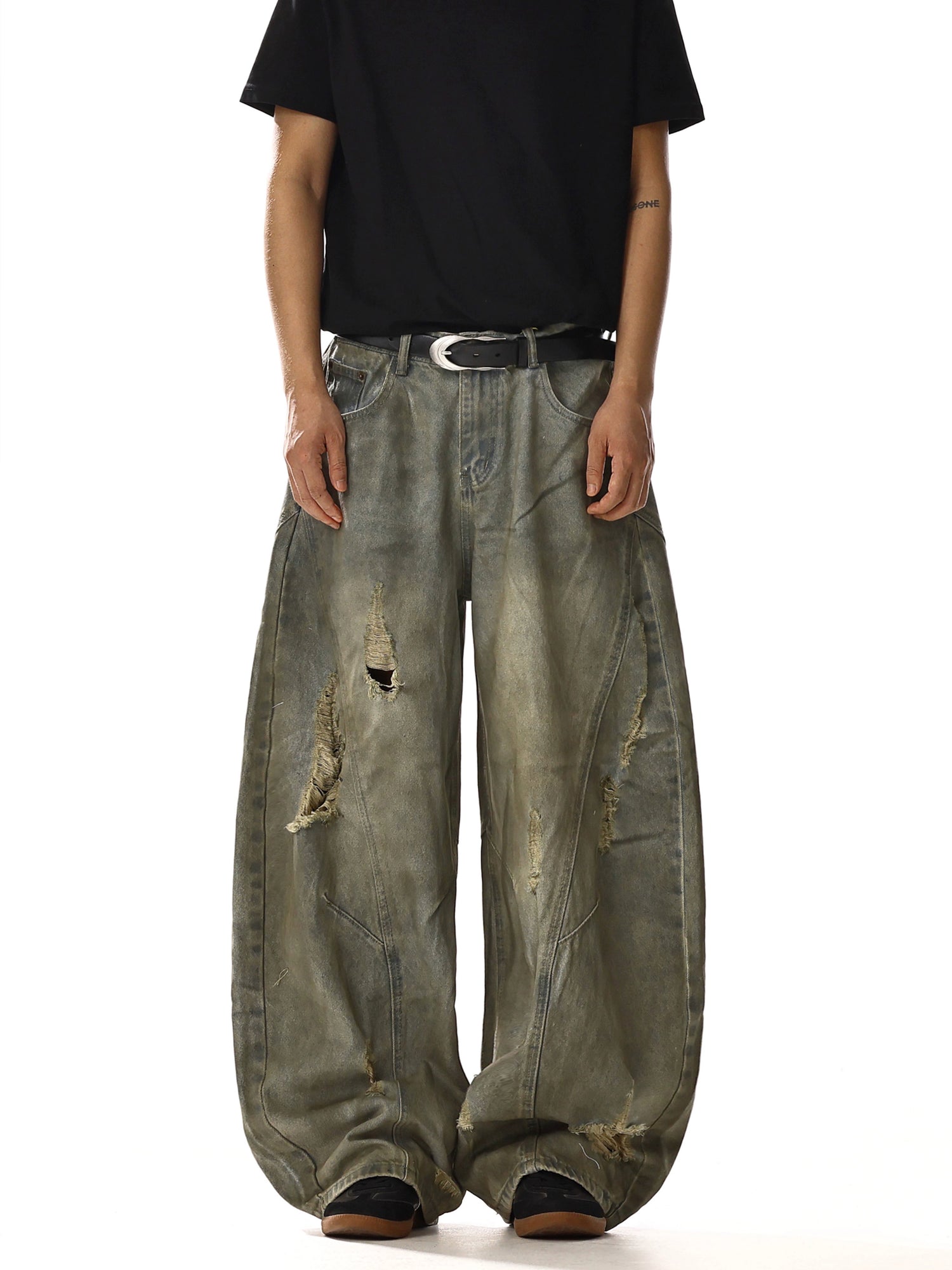 Distressed Wide-Leg Loose Fit Jeans Pants