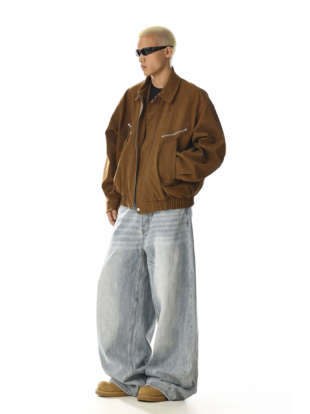 Lederarbeitsjacke mit mehreren Taschen 