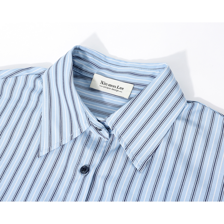 Chemise surdimensionnée brodée rayée de style coréen 