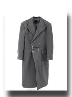 Metal Airplane Buttons Woolen Long Coat