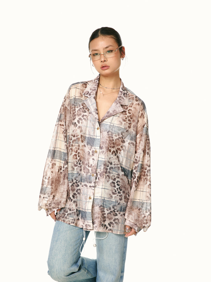 Leopard Print Long-Sleeved Loose Shirt