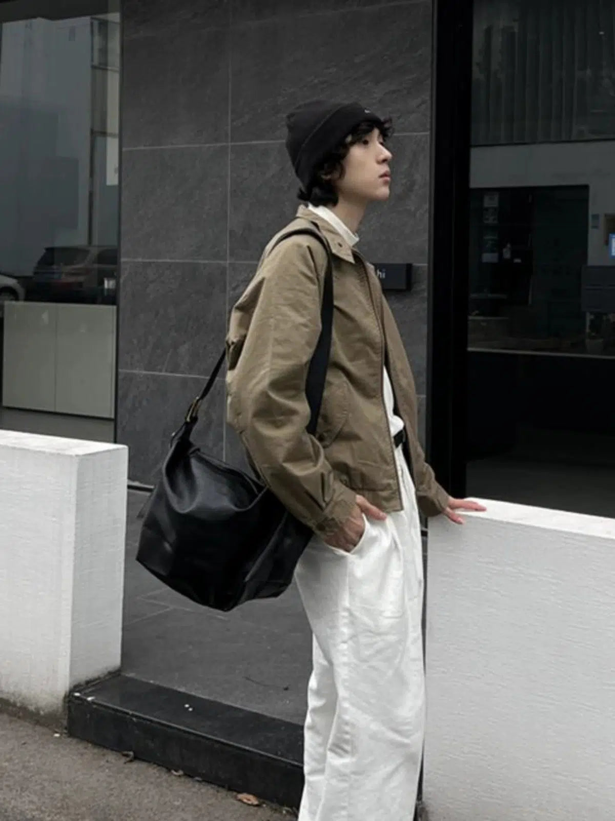 Black Leather Crossbody Shoulder Bag