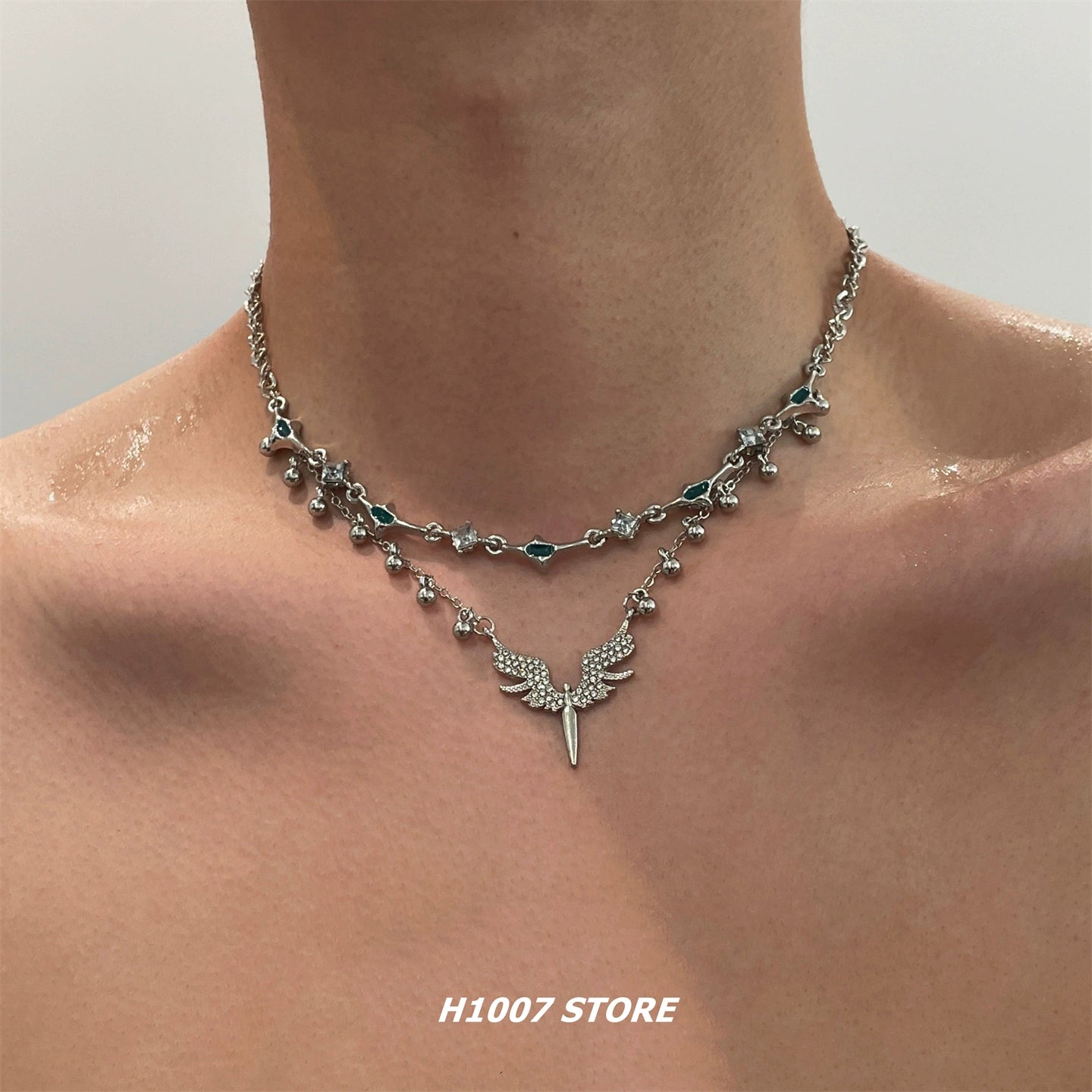 Angel Blade Double Layer Pendant Necklace