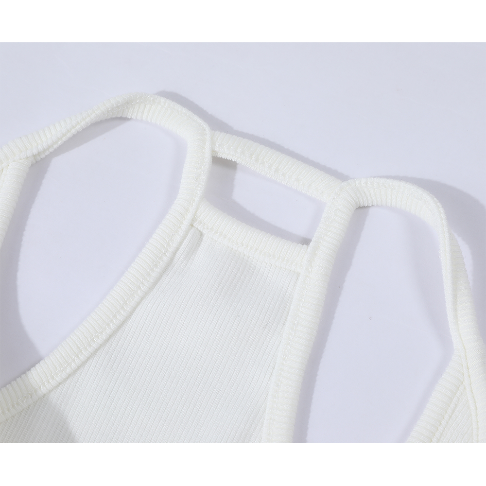Débardeur côtelé rétro avec coussin de poitrine 