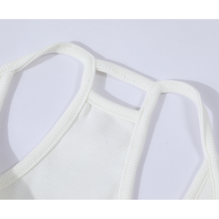Débardeur côtelé rétro avec coussin de poitrine 