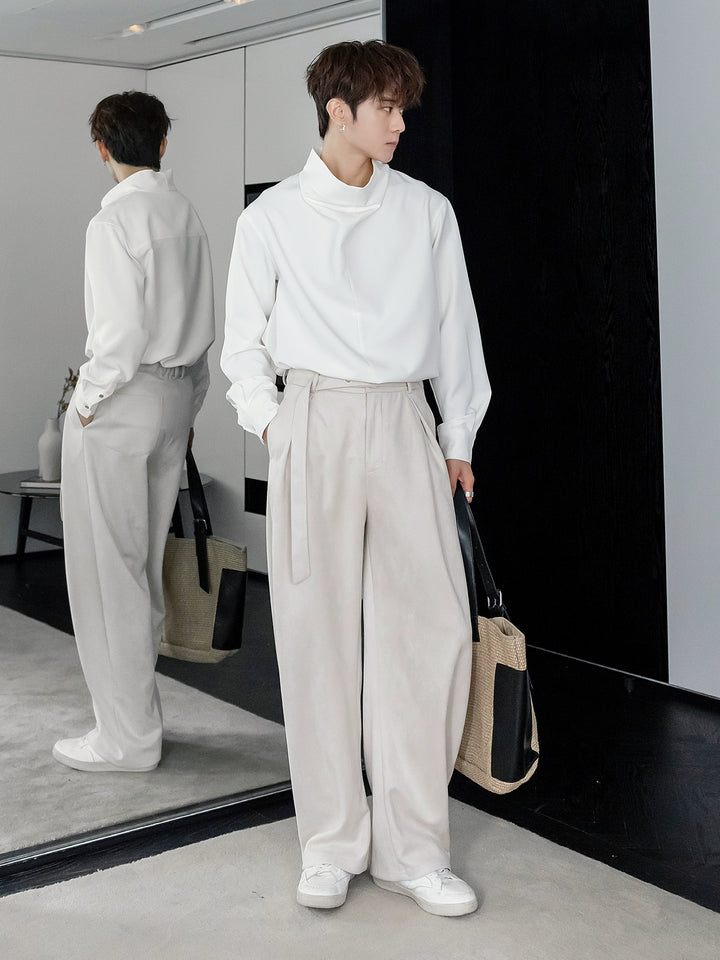 Wide Leg Pleated Casual Pants