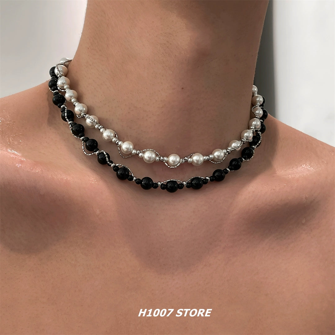 Parel Bead Winding Chain Necklace 