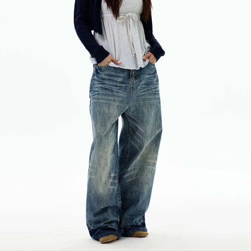 Wide-Leg Loose Straight Jeans