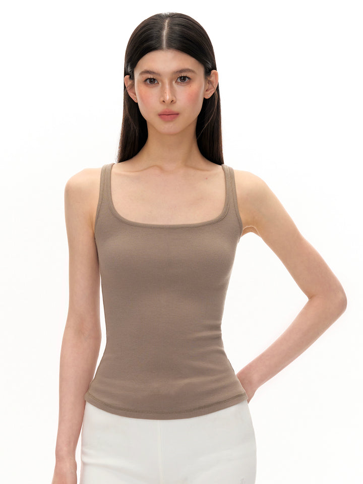 Ribbed Scoop Neck Tank Top