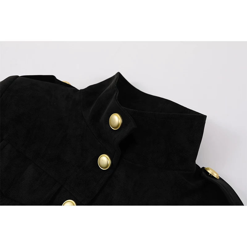 Flocked Suede Stand Collar Short Jacket
