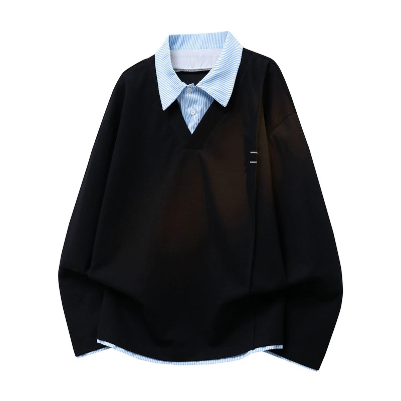 هودي بولو فضفاض بياقة سبليت مُقَطَّع بالكاروهات 