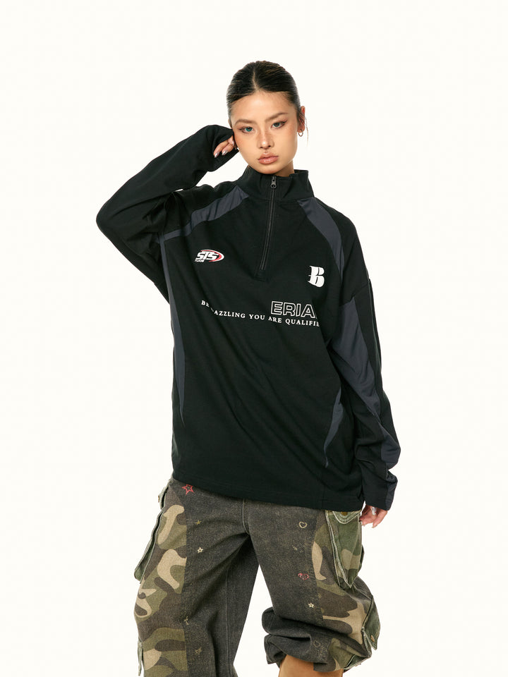Stand Collar Long Sleeve Sports T-shirt
