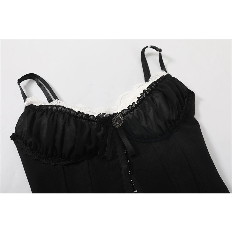 Lace Satin Corset and Fishtail Maxi Skirt