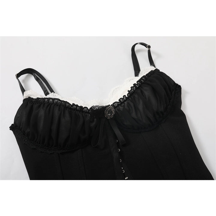 Lace Satin Corset and Fishtail Maxi Skirt