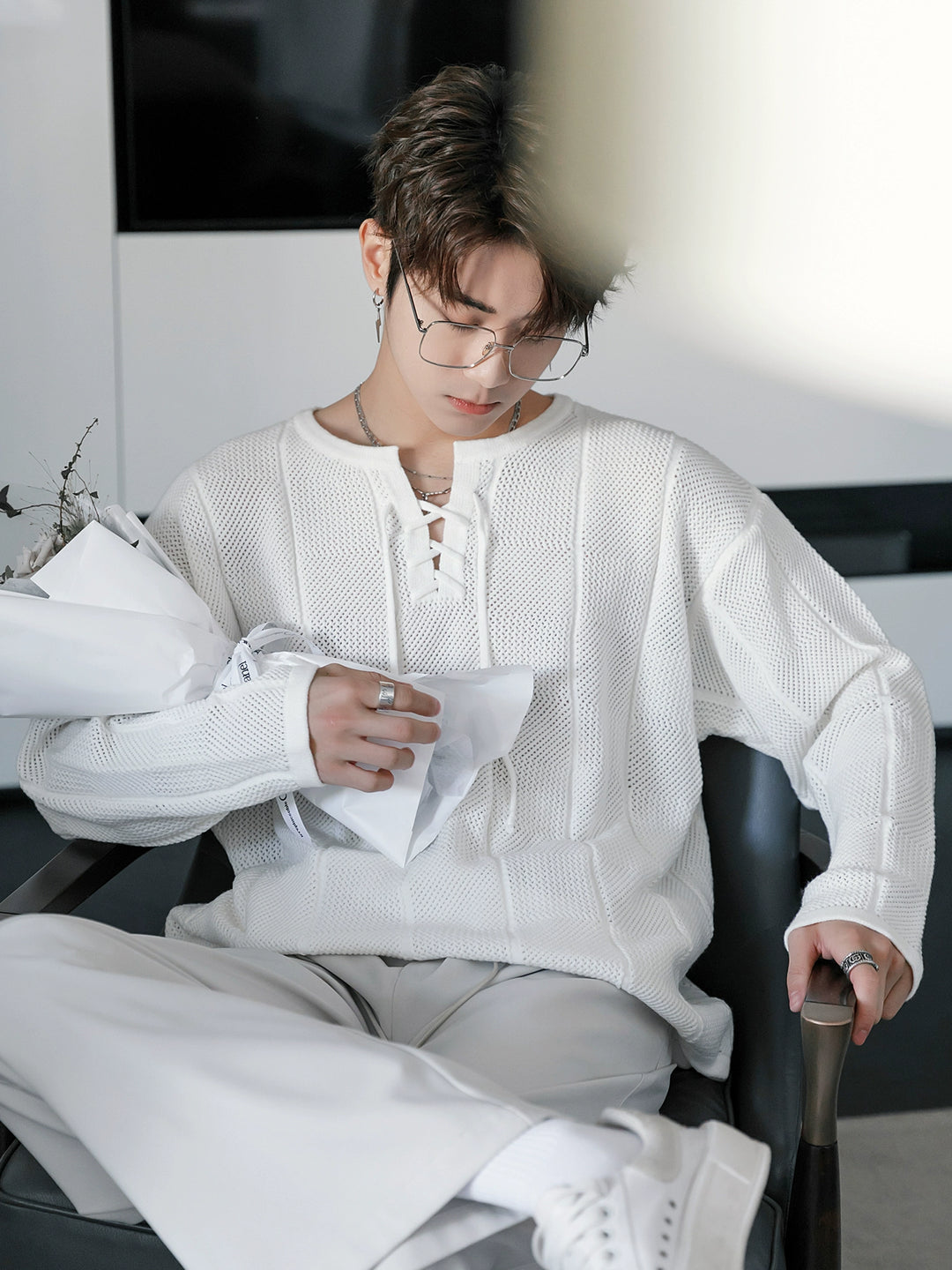 Cross Tie Long Sleeve Pullover