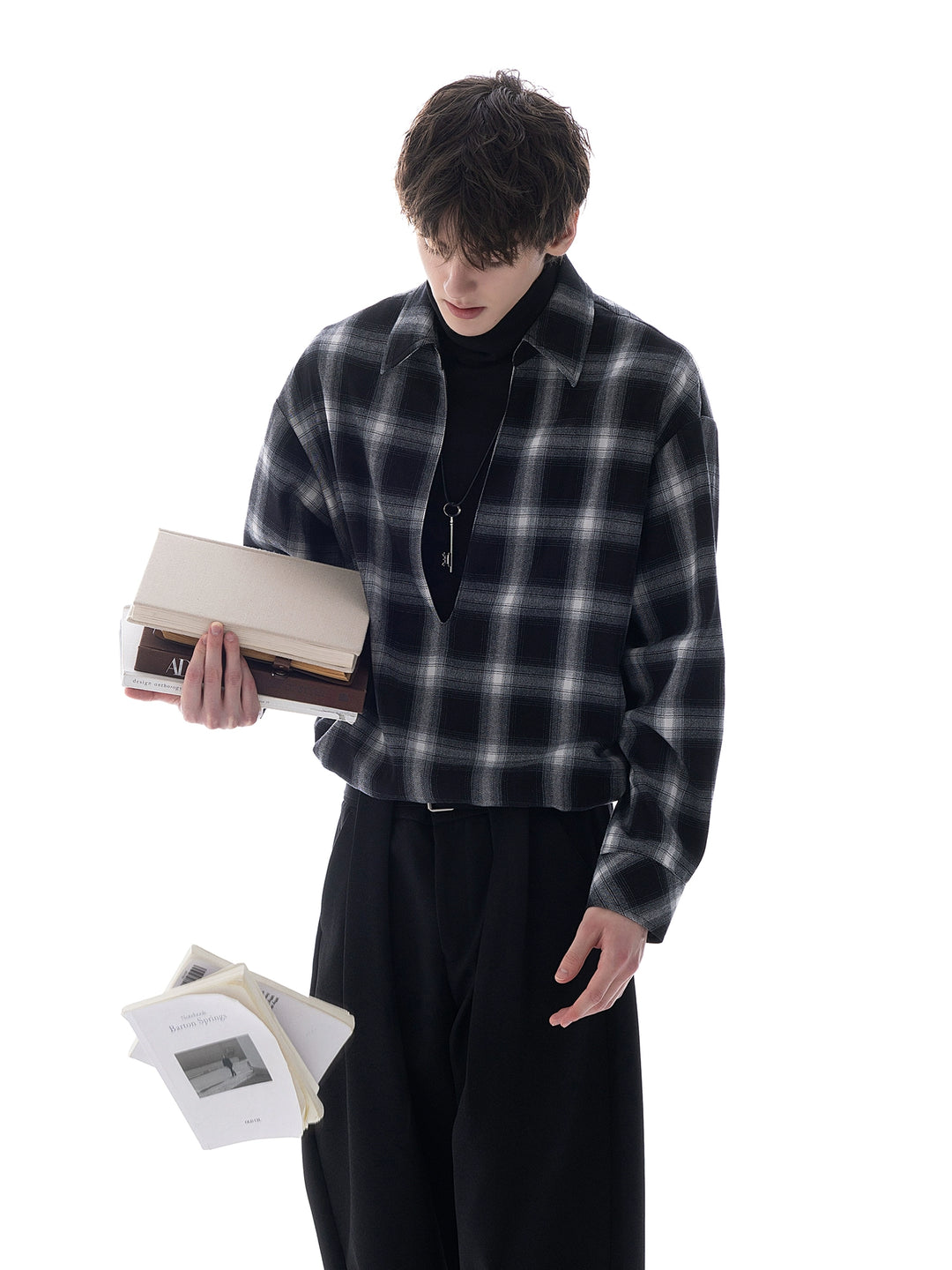 Fake Two-piece Plaid Shirt
