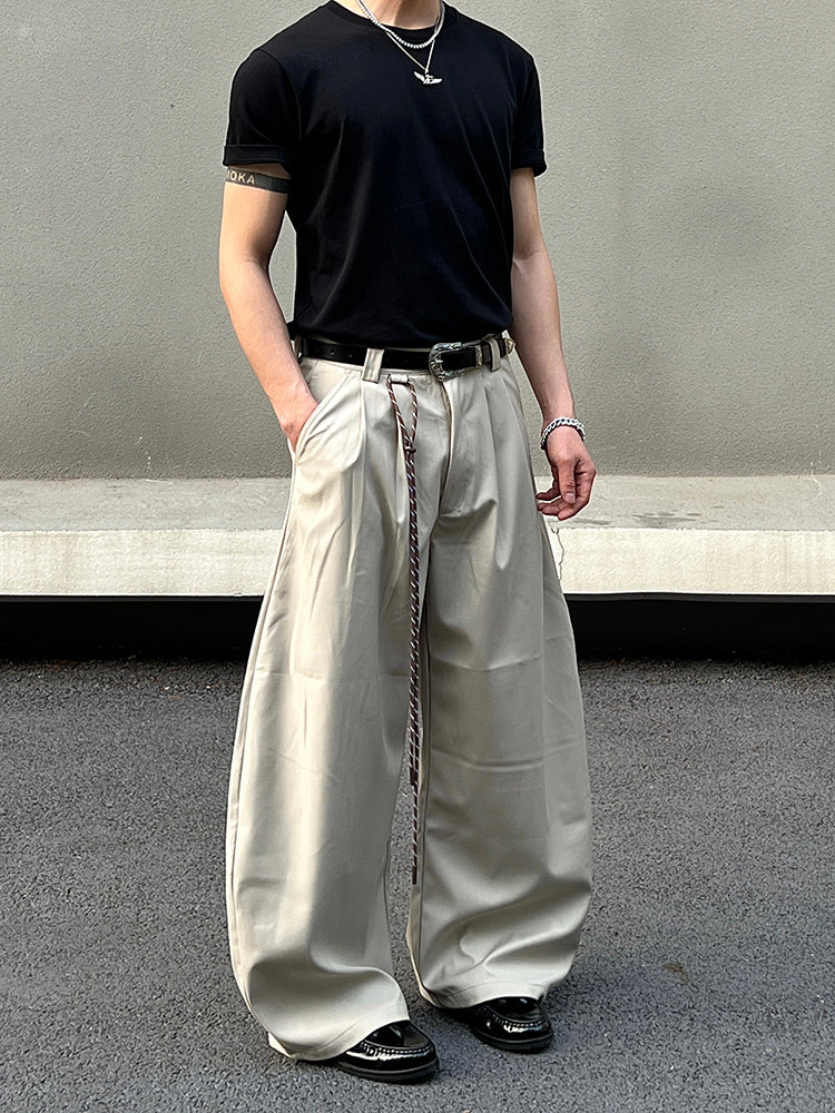 Apricot Wide-Leg Casual Pants