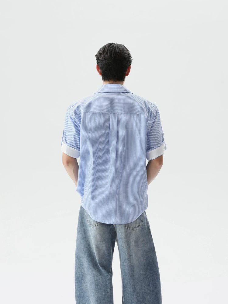 Gestreiftes Baumwoll-Casual-Lose-Fit-Hemd 