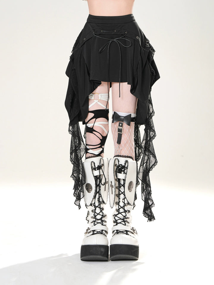 Ballet Lace Asymmetrical Slim Skirt
