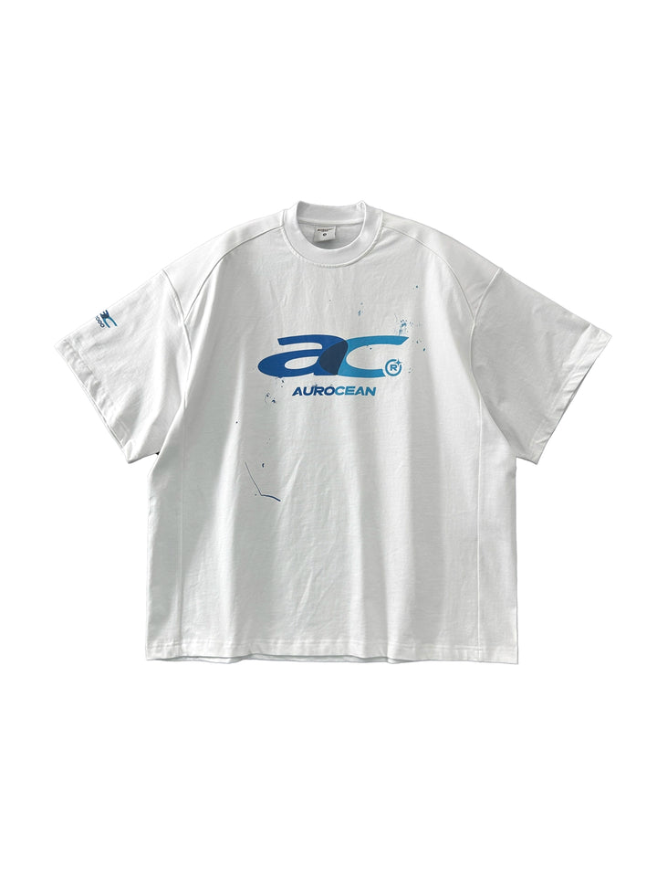 T-shirt a maniche corte in cotone pesante con grafica oversize 