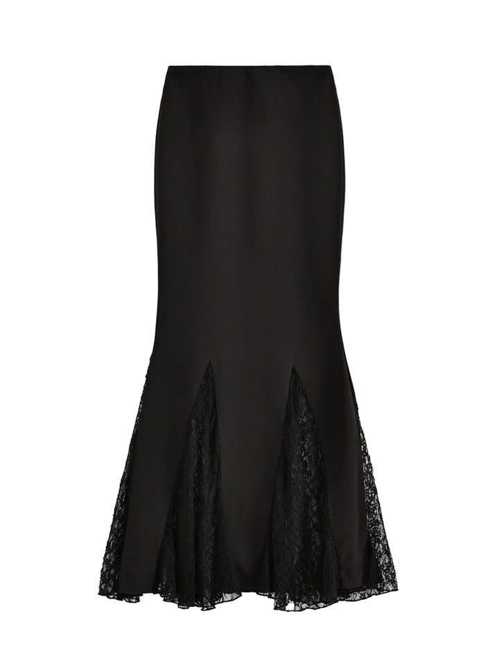 Lace Splice High Waist Fishtail Skirt