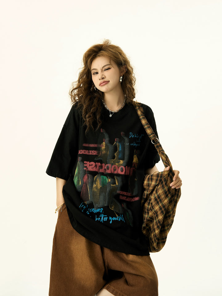 Retro Graphic Oversized Short-Sleeve T-Shirt