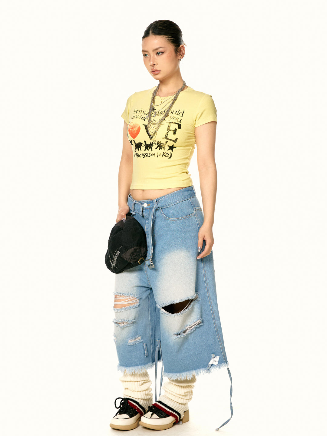 Ripped Cropped Bandage Casual Jeans
