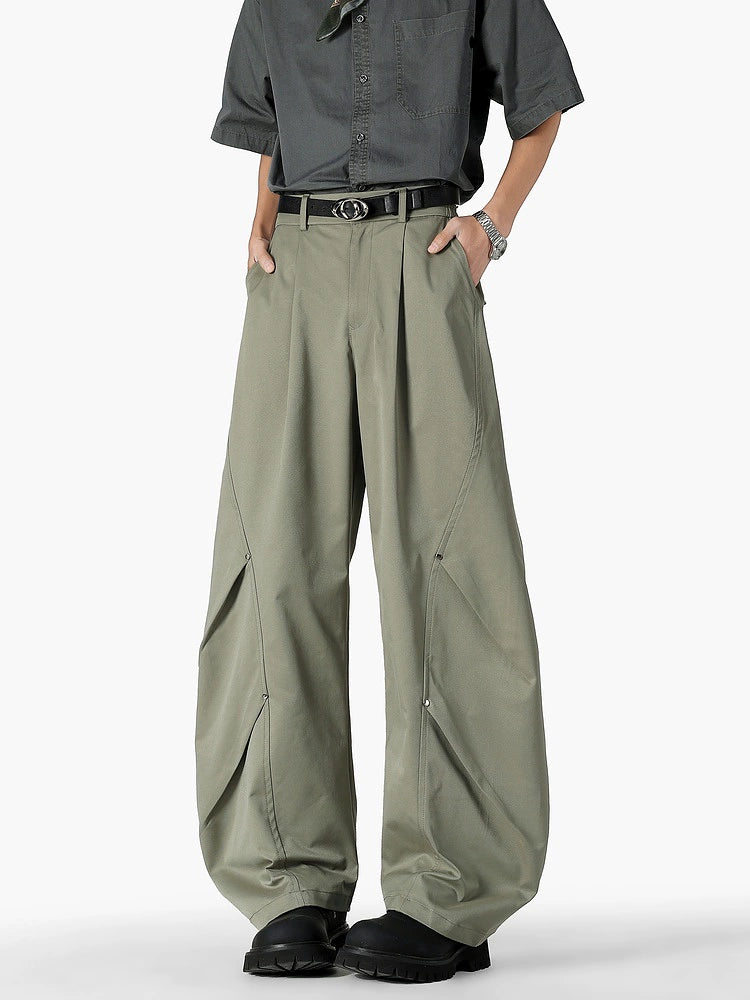 Pleated Wide-Leg Casual Street Pants