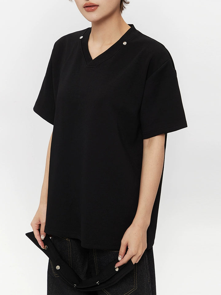 Short Sleeve Polo V-Neck Casual Top