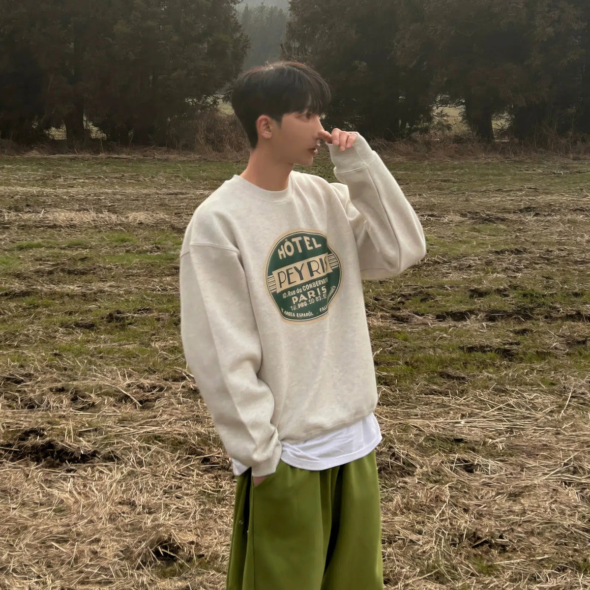 Retro Crew Neck Casual Sweatshirt