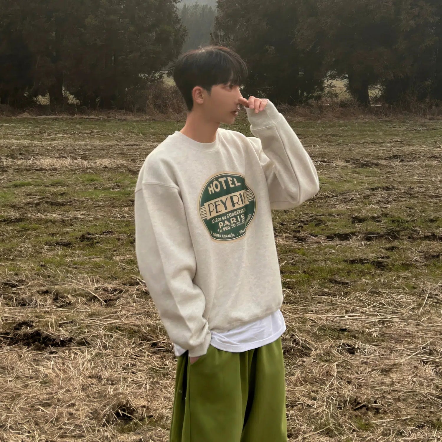 Retro Crew Neck Casual Sweatshirt