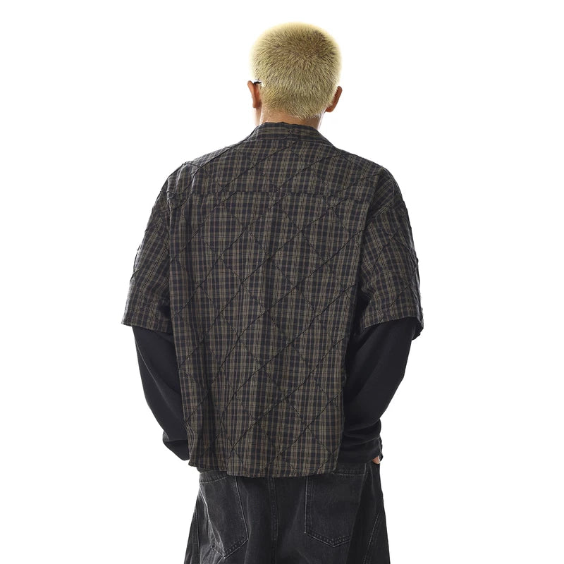 Camisa de Manga Longa em Duas Peças de Lã Xadrez 