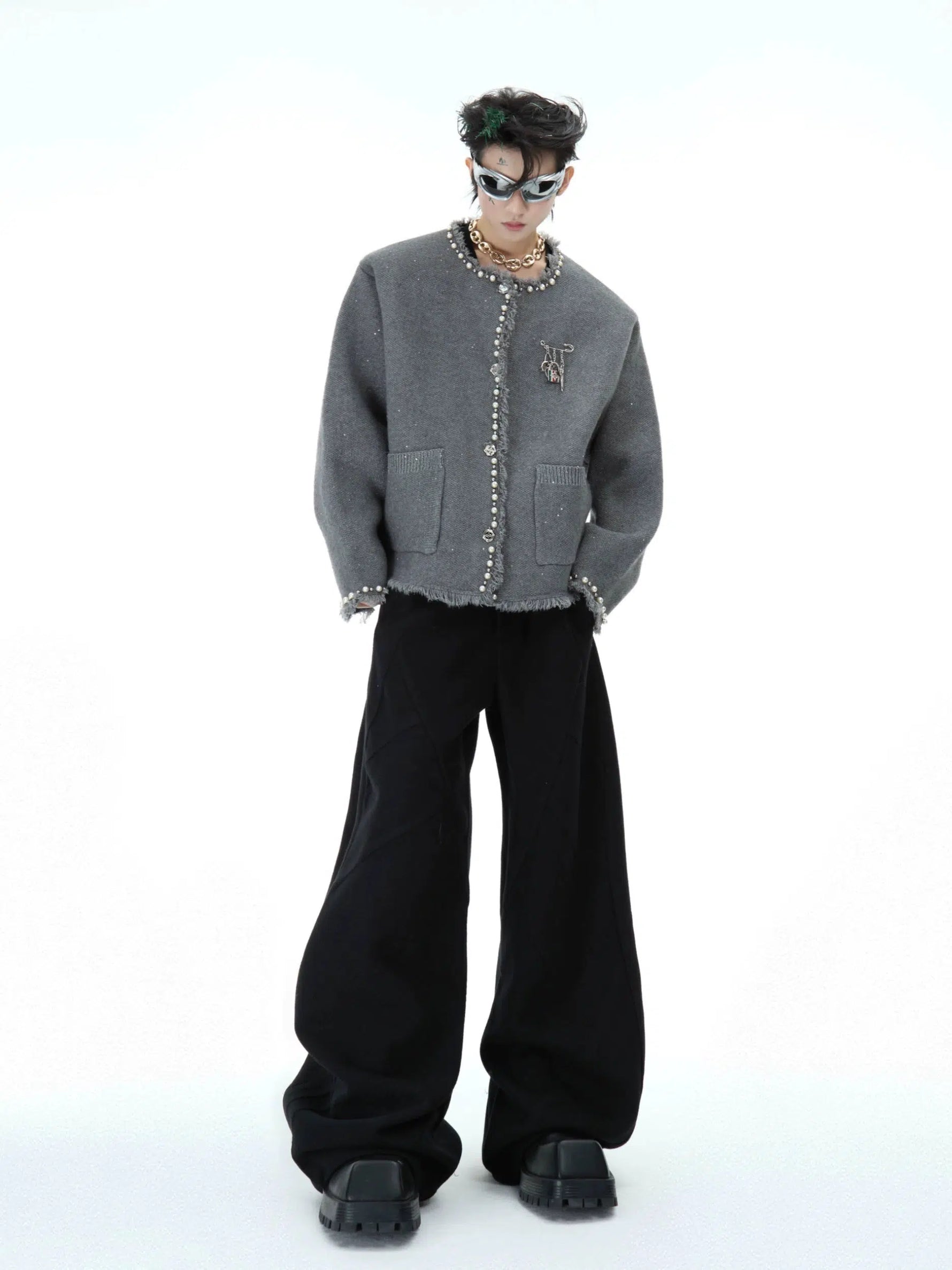 Pearl Embellished Knit Cardigan