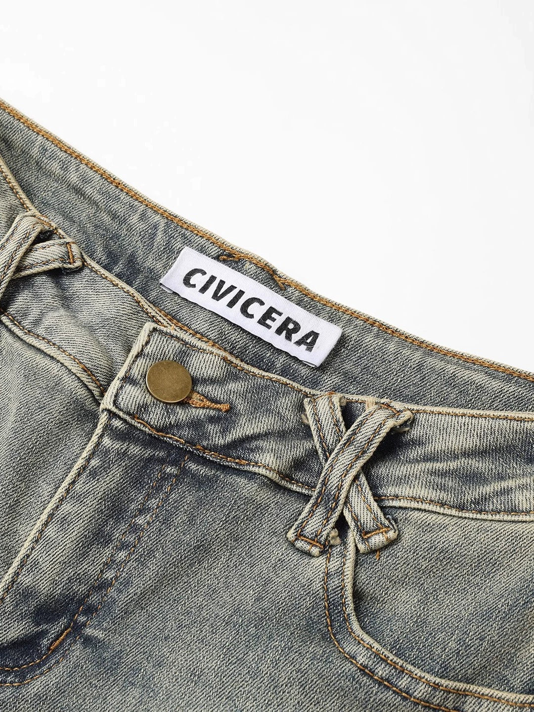 Pantaloni in denim ultra-corti lavati retro 