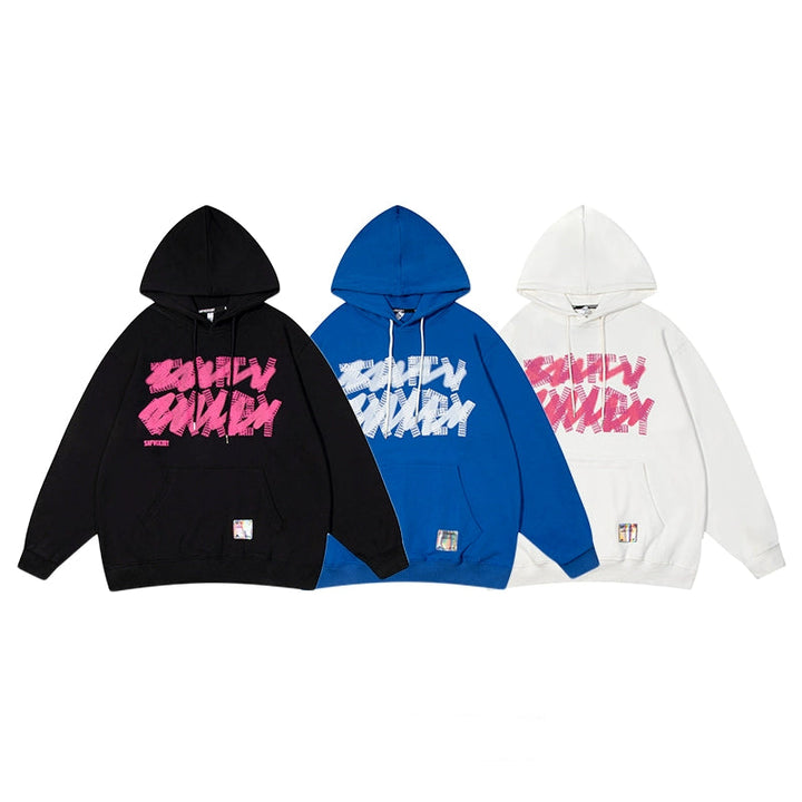 Letter Print Hooded Loose Sweatshirt