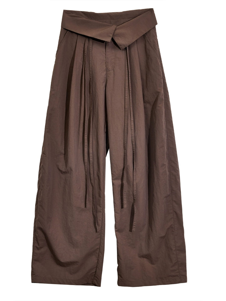Breite Bein Splicing Gefaltete Freizeit Hose 