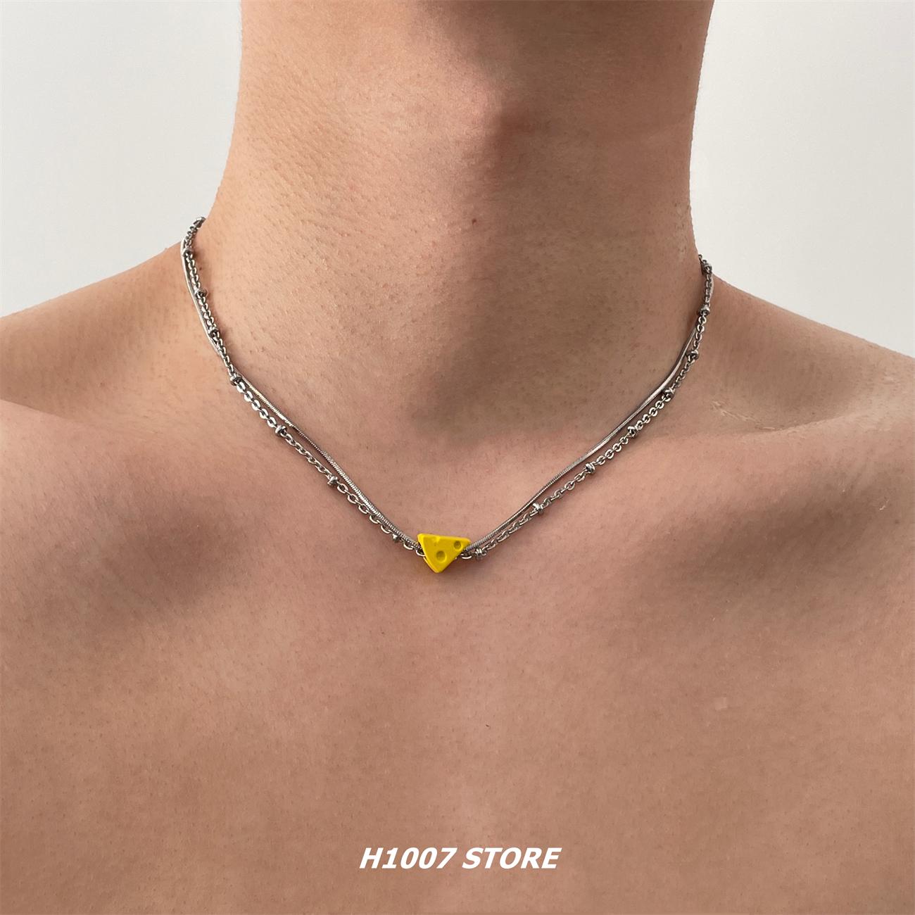Cheese Pendant Double-Layer Clavicle Necklace