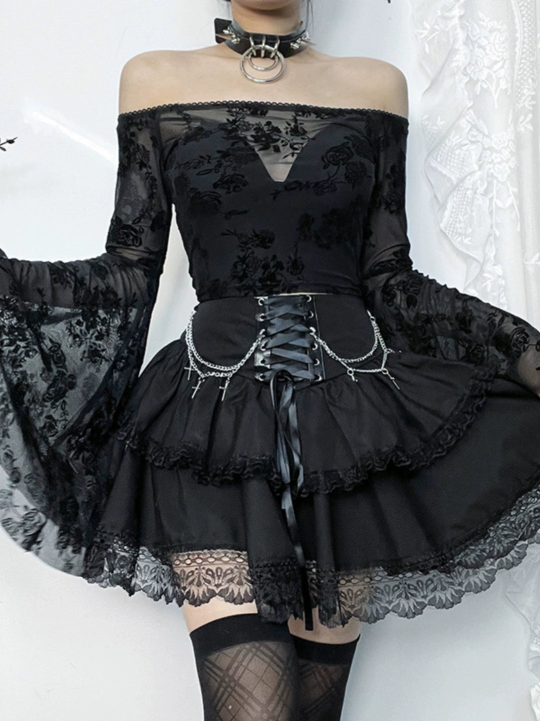 Gothic Lolita Lagd Lace Topp & Skjørt 