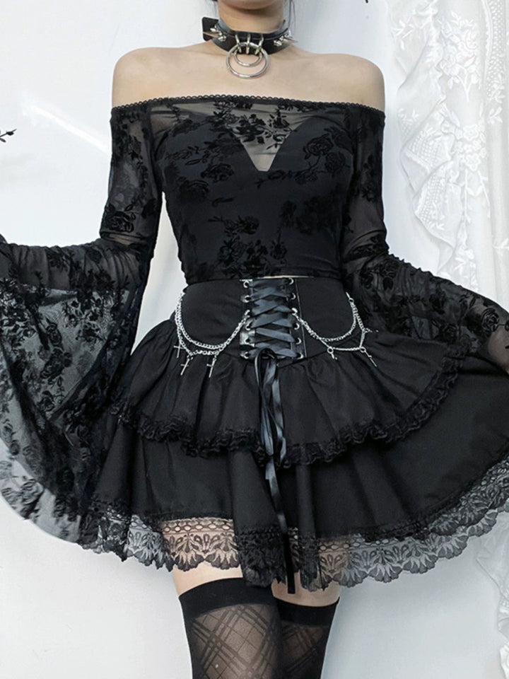 Gothic Lolita Lagd Lace Topp & Skjørt 